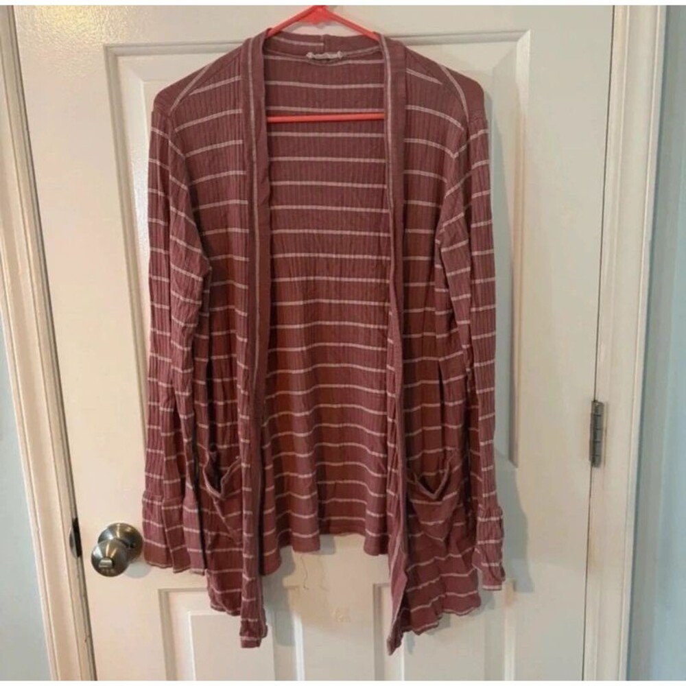 Office Altar’d State Fall medium striped teacher mauve cardigan lightweight